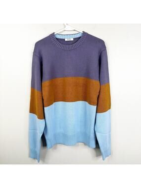 AYR The Yachty Sweater Mens Medium Colorblock Merino Wool Cotton Pullover NEW